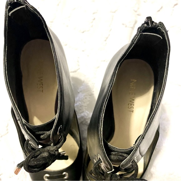 NINE WEST Black Lace Up Cut Out Heels - Picture 9 of 12